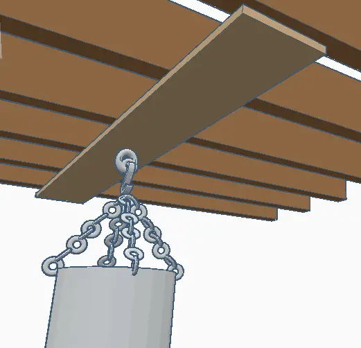 hanging a heavy bag on a beam in a basement